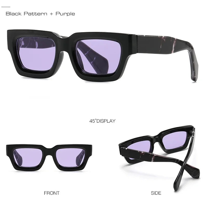 2024 Fashion Square Sunglasses Women Clear Ocean Gradient Lens Eyewear Vintage Trending Men Punk Kpop Sun Glasses Gafas De Sol