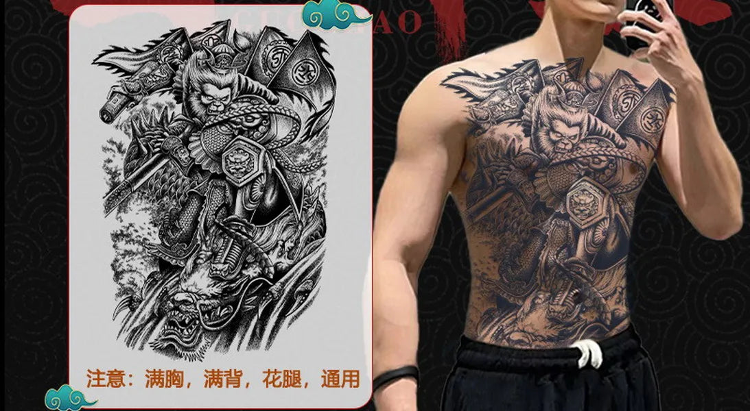 Angel Wings God Tattoo Stickers Realistic Juice Ink Semi Permanent Full Back Body Tattoo Temporary Lasting 2 Weeks Men Adult