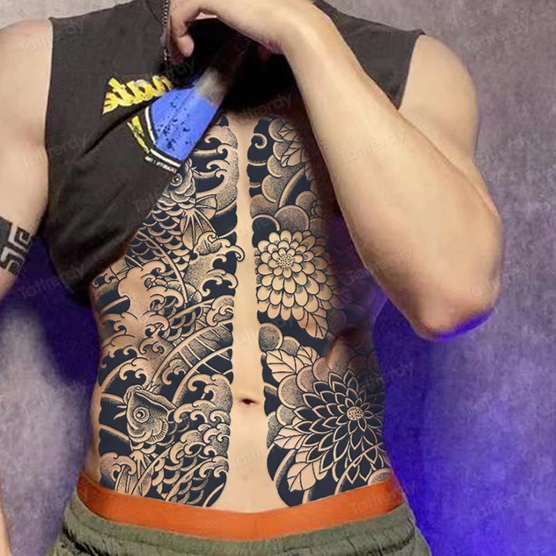 Angel Wings God Tattoo Stickers Realistic Juice Ink Semi Permanent Full Back Body Tattoo Temporary Lasting 2 Weeks Men Adult