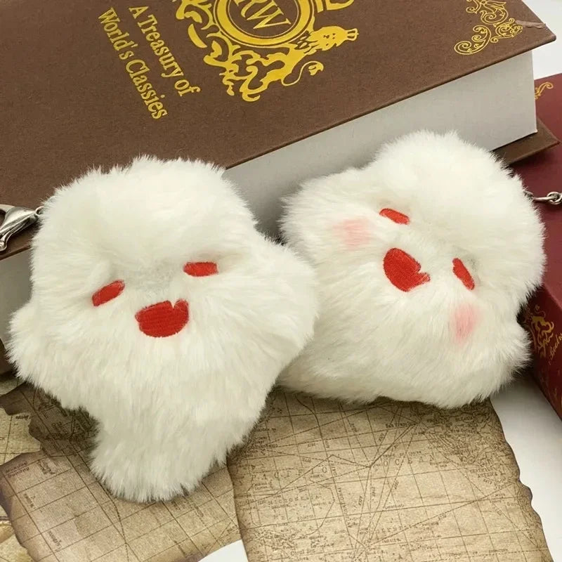Game Genshin Hu Tao Ghost Cosplay Keychain Cute Plush Stuffed Doll Key Chain Fluffy Soft Pendant Keyring Bag Accessories