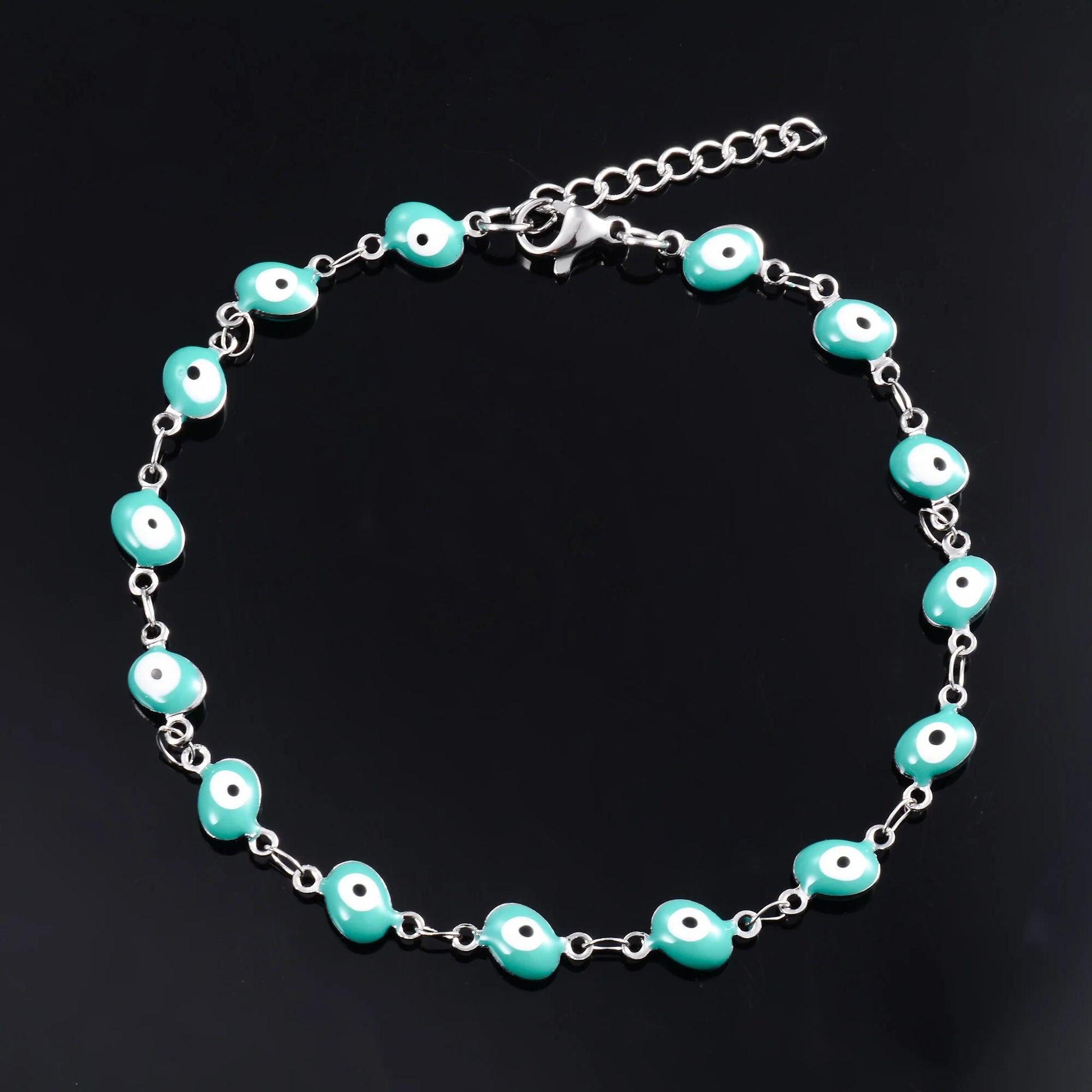 6mm Wide Egg Evil Turkey Eye Chain Stainless Steel Bracelet for Women Girl Ankle Anklet Summer Jewelry Accessories for Hand Foot