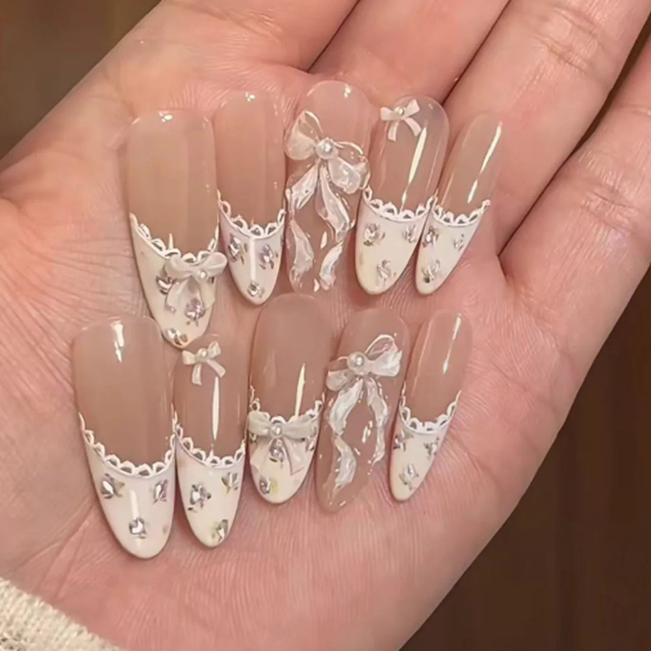 24pcs Simple Almond False Nails Sets Blush Design Press on Nails Art Datachable Short Oval Fake Nail with Jelly Glue Manicure