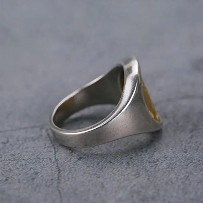 Creative Handmade Coin Open Ring Fashion Trend Elizabeth Brass Coin Adjustable Ring Women Jewelry Gift