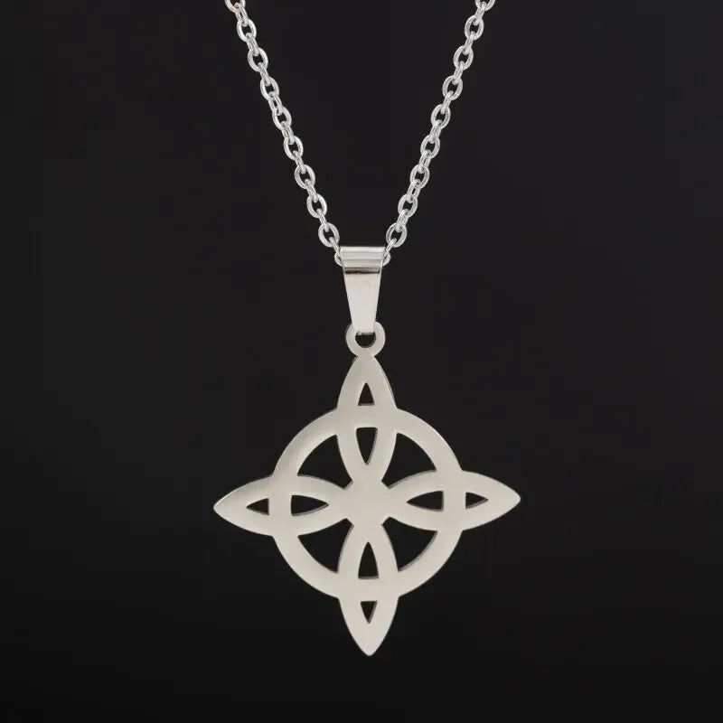 Stainless Steel Witch Knot Necklace for Men and Women, Fashionable Irish Celtic Knot, Lucky Jewelry Gift for Girls