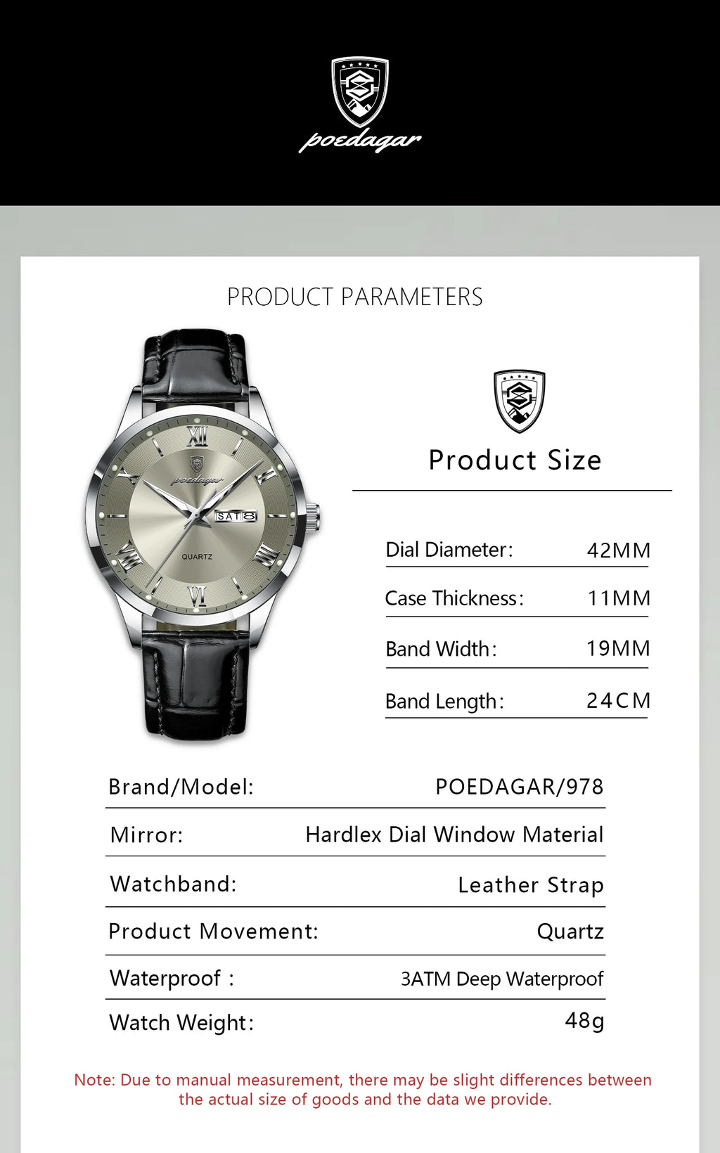 POEDAGAR Top Luxury Watch For Men Military Waterproof Luminous Date Week Man Wristwatch Leather Men's Quartz Watches Sport Reloj
