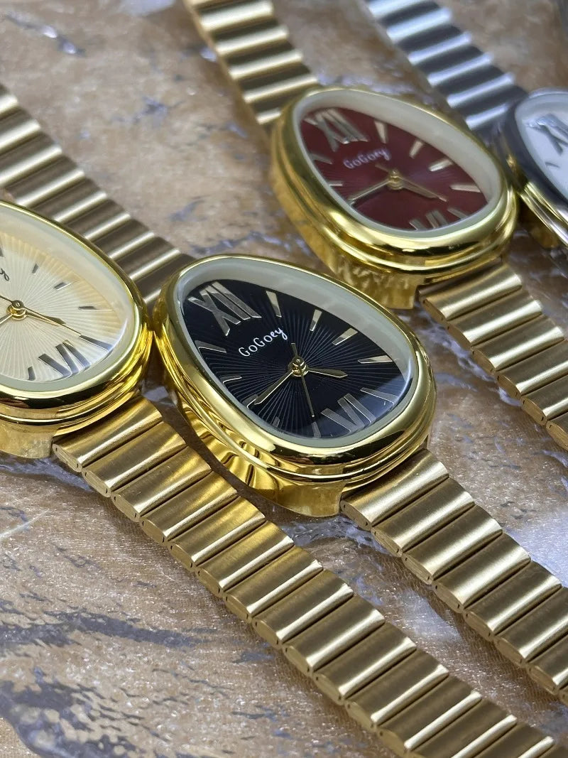 Famous Brand Ladies Watches Snake Head Watch Women Luxury Gift Quartz Wristwatches Fashion Steel Strap Clock Dropshipping