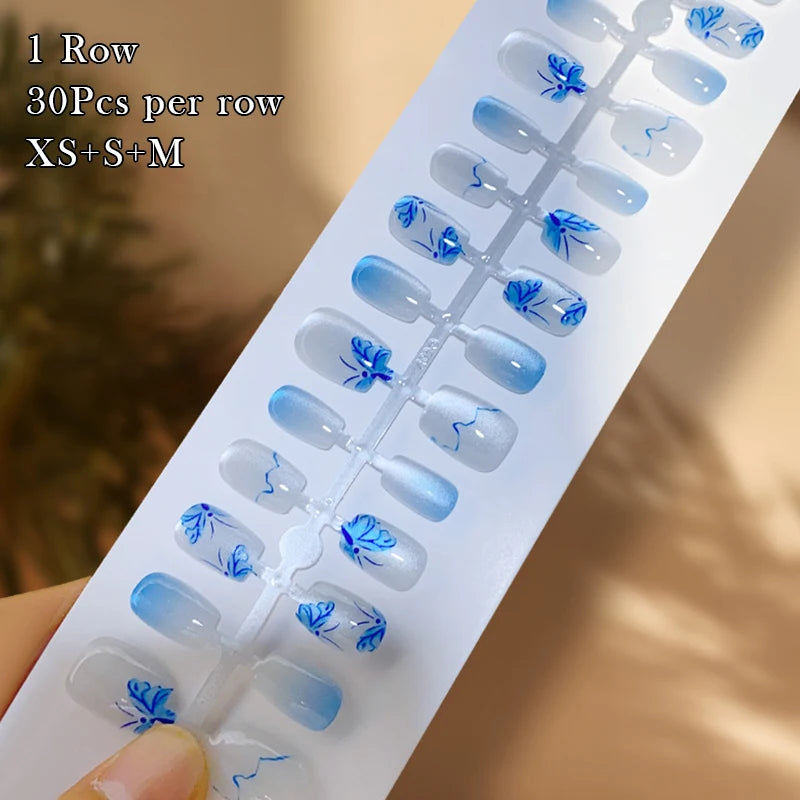 24Pcs/Set White French Press on Fake Nails Full Cover Artificial Wearable Nail Beauty Tips Naked French White False Nails Art