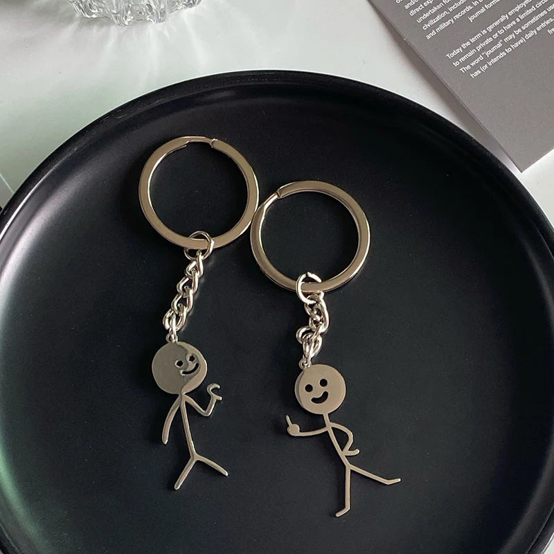 1PC Interesting Match People Than Heart Middle Finger Couple Keychain Car Personality Cute Funny Student Car Pendant Accessories