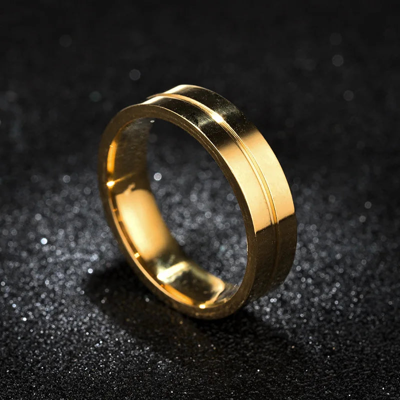 Fashion Wedding Bands Rings for Women Men Love Gift Gold-color Trendy Stainless Steel Promise Couple Jewelry Gifts