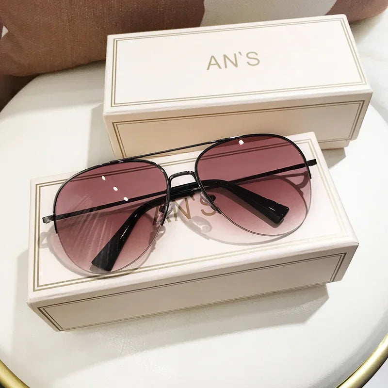 Fashion Gradient Sunglasses for Men Big Frame Pilot Sun Glasses Brand Design Anti-reflective