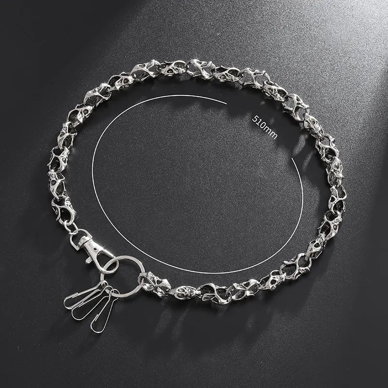 Slim Heavy Waist Chain Men Skull Keychain Wallet Chain Gothic Biker Fashion Accessories