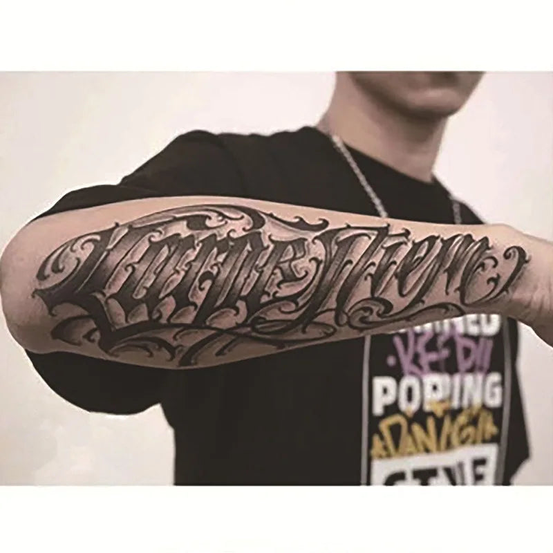 Long Lasting Temporary Tattoo Stickers Men Arm Sleeve Body Painting Juice Ink Fake Tattoo For Male Adult Semi Permanent Tattoos