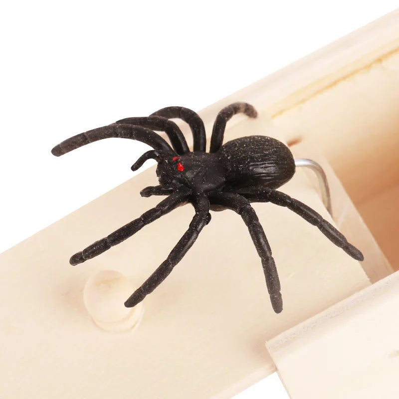 Simulation Spider With Wooden Box Kids Favors Tricky Prank Joke Toy Haunted House Horror Props Halloween Party Decor Supplies