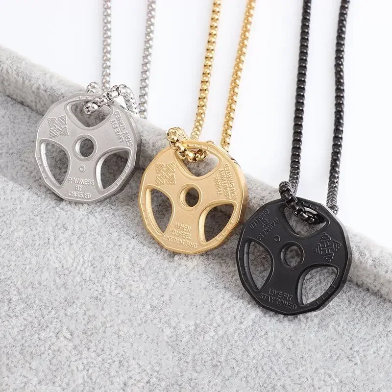 Men\\\\'s Fashion Classic Design Fitness Master Hand-Held Dumbbell Pendant Hip Hop Rapper Prom Party Necklace