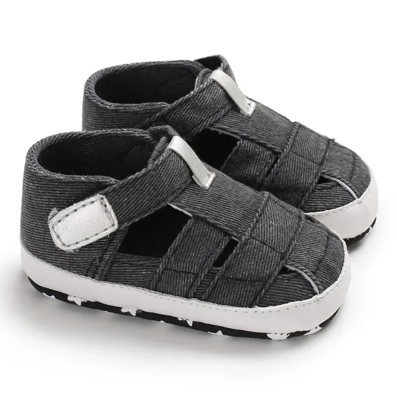 0-24montsh Infant Boys Canvas Shoes Moccasins Child Sandals Boys Summer Sandals Sneakers For Baby Boys Solid Black Sandals