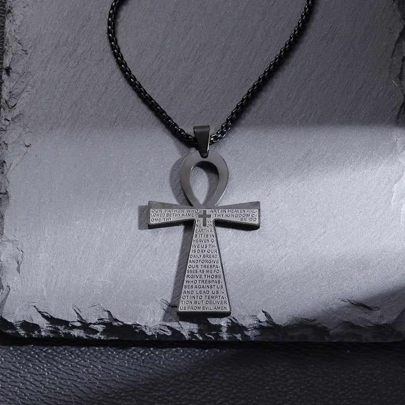 Philippians 4:13 Men\\\'s Simple Cross Pendant Necklace Stainless Steel Religious Amulet Jewelry Unisex Bijoux