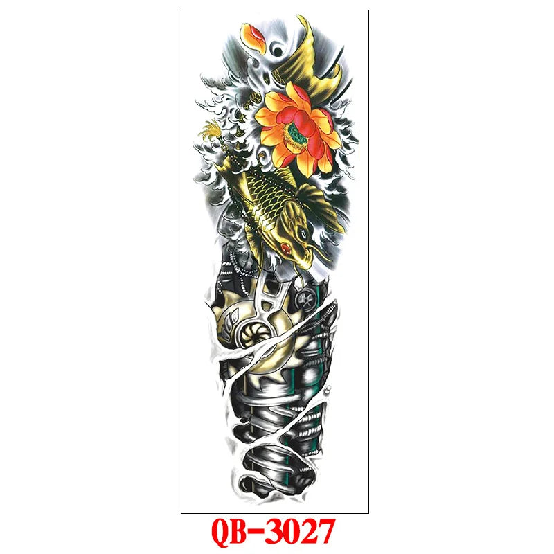 Waterproof Temporary Tattoo Sticker Large Size Tattoo for Men Sleeve Clock Fake Tattoo for Women Girl Full Arm Tattoo Fake