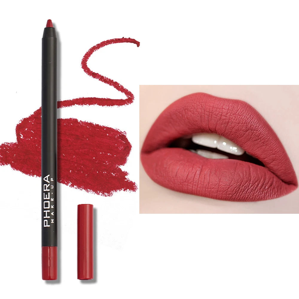 12 Color Lip Liner Pen Smudge-proof  Longwear Rich Lips Colors Smooth Application Color Sensational Shaping Lip Liner Lip Makeup