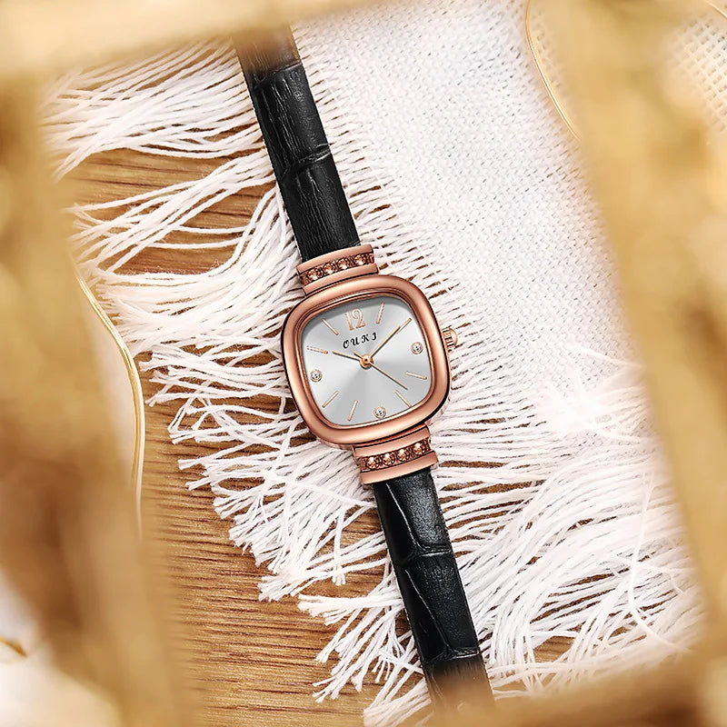 Small Square Watch with Rhinestones for Women Simple Casual Fashion Small Green Quartz Watch Ladies Wrist Watches Reloj Mujer