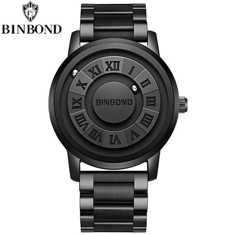BINBOND B234 Top Luxury Men Quartz Watches Magnetic Levitation Hollow Out Stainless Steel Waterproof Men Watch Relogio Masculino