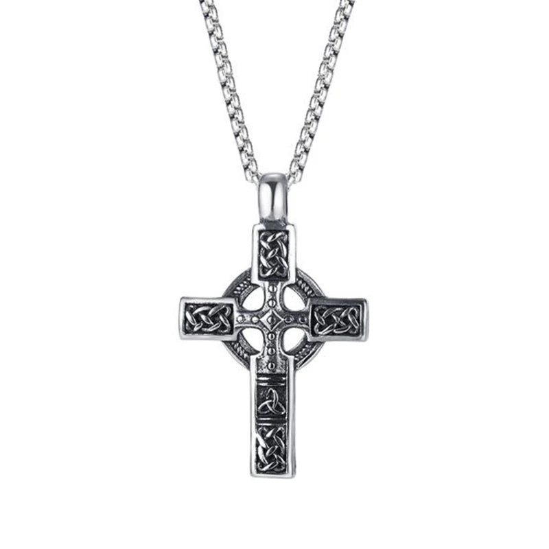 Vintage Catholic Cross Pendant Necklace Men Women Christian Believers Prayer Amulet Jewelry