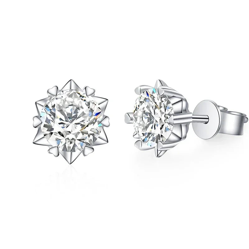 New 2024 Moissanite Stud Earrings for Women Original 925 Sterling Silver Snowflake Lady Moissanite Diamond Earring