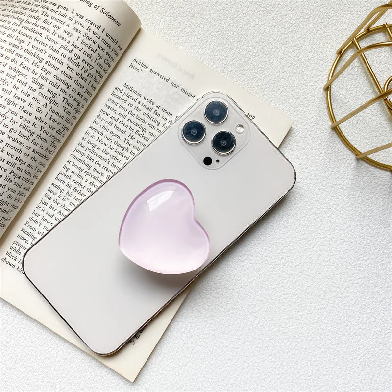 Heart Shape 3D Crystal Foldable Finger Ring Griptok Phone Holder for IPhone Samsung Support Socket Pocket Grip Tok Stand Bracket