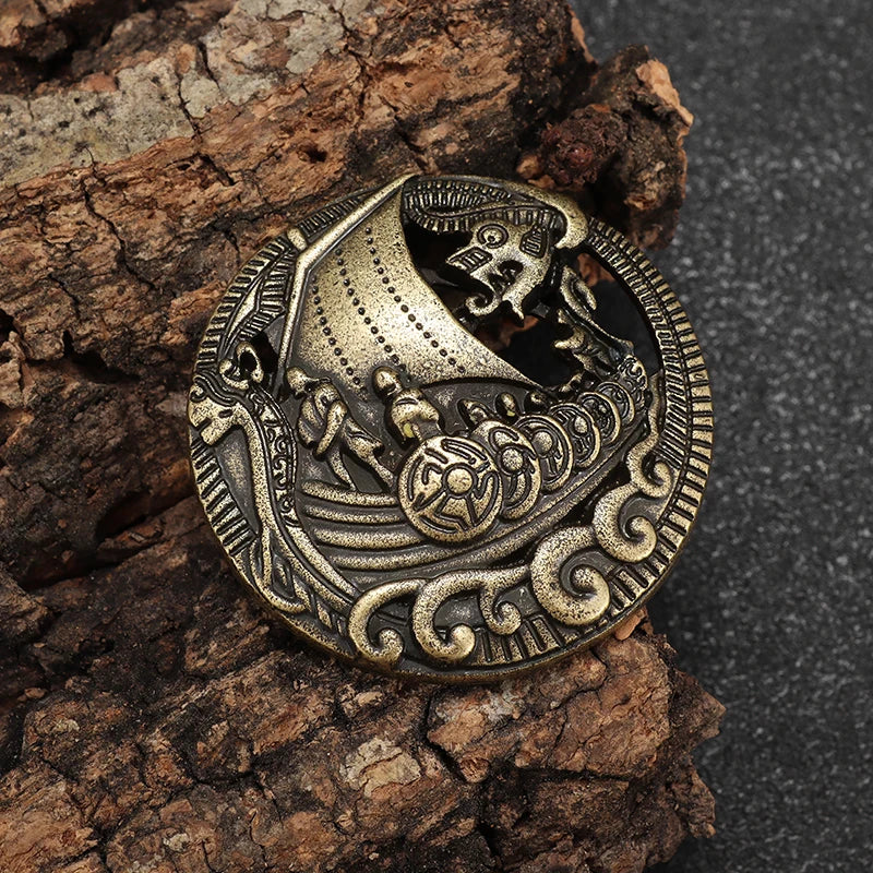 Vintage Norse Mythology Iceland Norse Shield Brooch Medieval Clothing Fastener Clothes Scarf Cloak Jewelry for Men Women