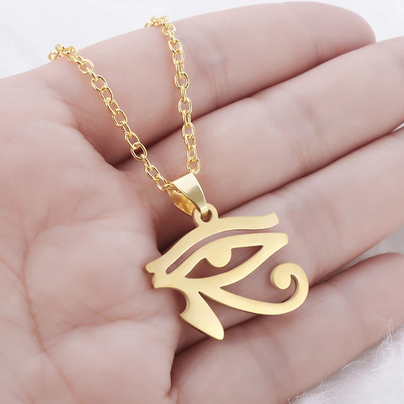 Shining Iced Out Ancient Egyptian God Eye of Horus Cross Pendant Necklace for Men and Women Hip Hop Trendy Amulet Jewelry Gift