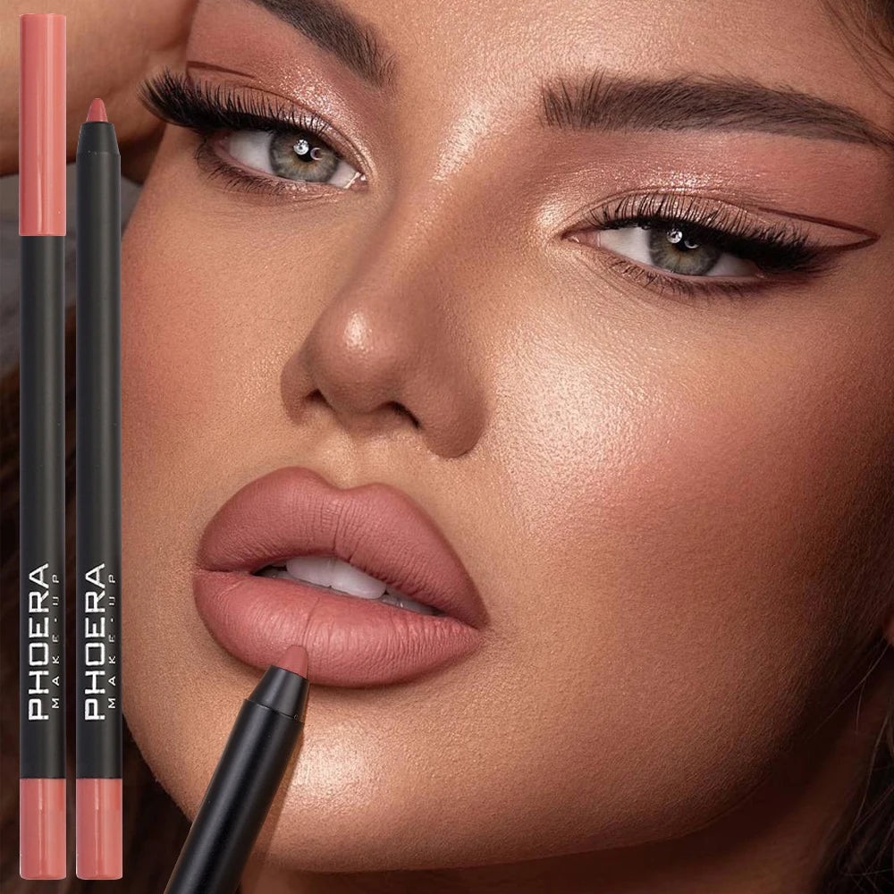 12 Color Lip Liner Pen Smudge-proof  Longwear Rich Lips Colors Smooth Application Color Sensational Shaping Lip Liner Lip Makeup