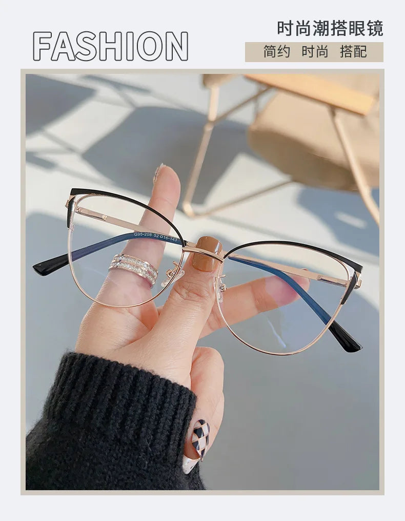New Brand Design Retro Lady Cat Eye Glasses Frame Fashion Anti Blue Light Eyeglasses Computer Goggles Women Reading Glasses Men