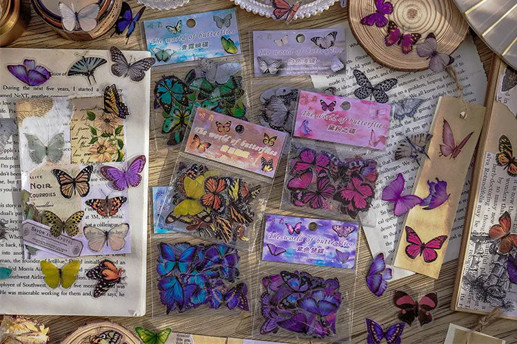 40sheets/pack Vintage Gilding butterfly Notebook Decorative Stickers Decorative Stickers For Scrapbooking Label Diary