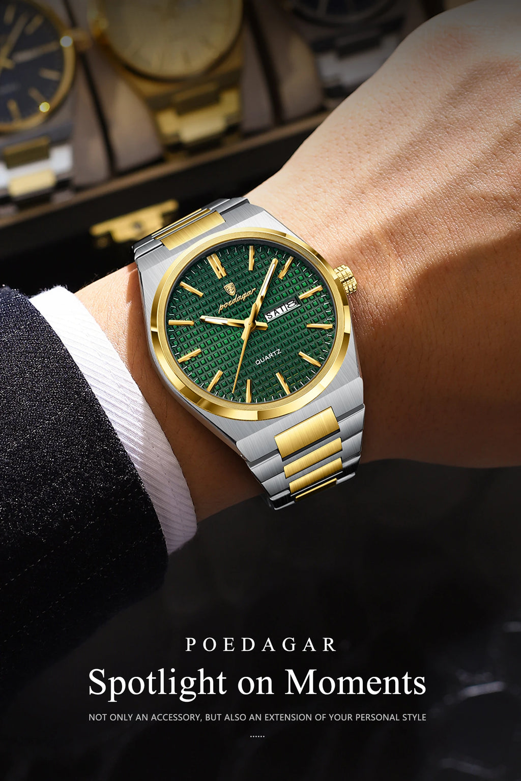 POEDAGAR Luxury Men Watch Date Week Waterproof Luminous Stainless Steel Watch For Man Casual Quartz Men's Watches Male Sport+Box