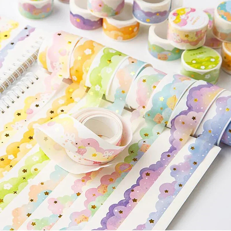 Kawaii Gradient Clouds Washi Tapes DIY Scrapbooking Journal Planner Diary Stickers Cute Masking Tape Korean Stationery Office