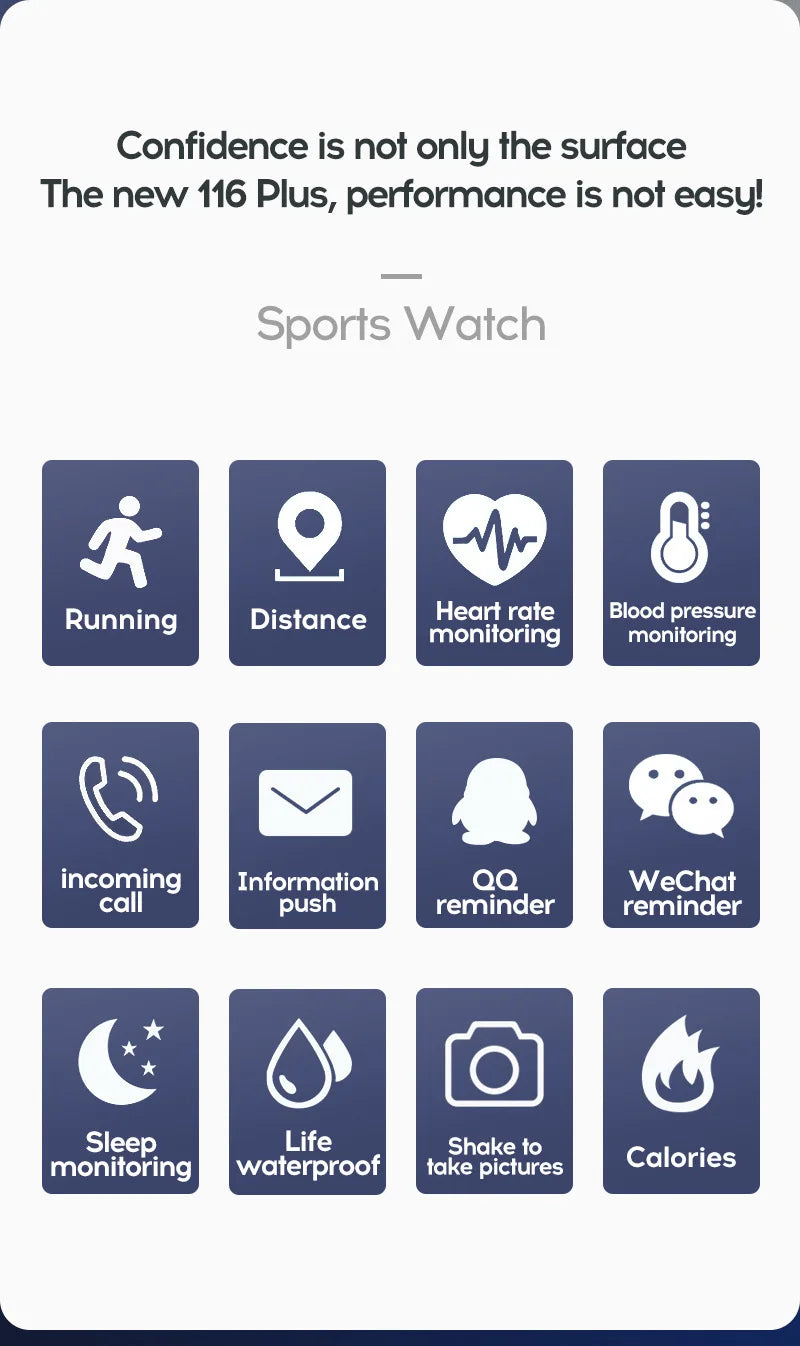 New 116plus Smart Watch Women Men Full Touch Screen Sport Fitness Watch Man IP67 Waterproof Bluetooth For Ios Android Smartwatch