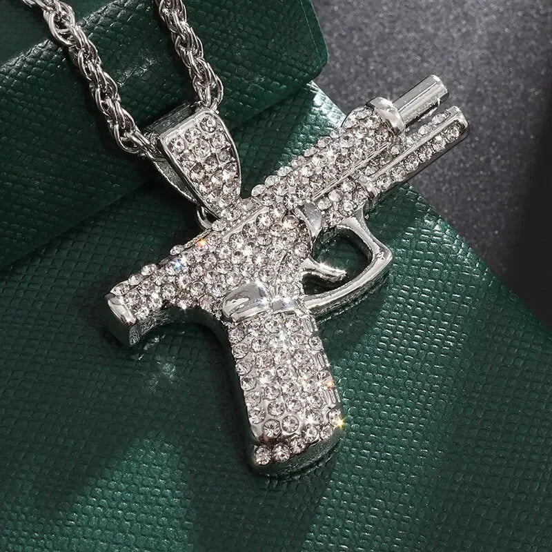 Classic Fashion Necklace Men and Women Hip Hop Punk Letter Micro Inlaid Sliding Pendant Long Necklace