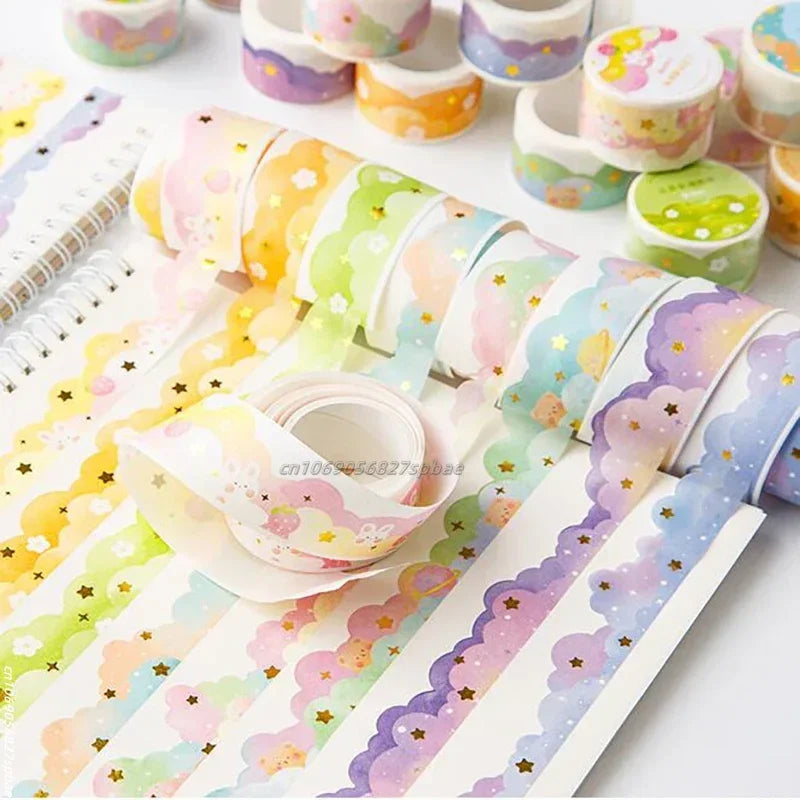 Kawaii Gradient Clouds Washi Tapes DIY Scrapbooking Journal Planner Diary Stickers Cute Masking Tape Korean Stationery Office