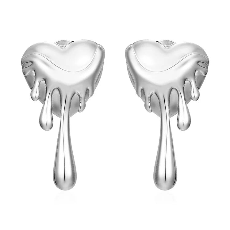 Trendy Heart Earring For Women Stainless Steel Drop Earrings Gold Color Exaggerate Personality Hip Hop Rock Punk Fashion Jewelry
