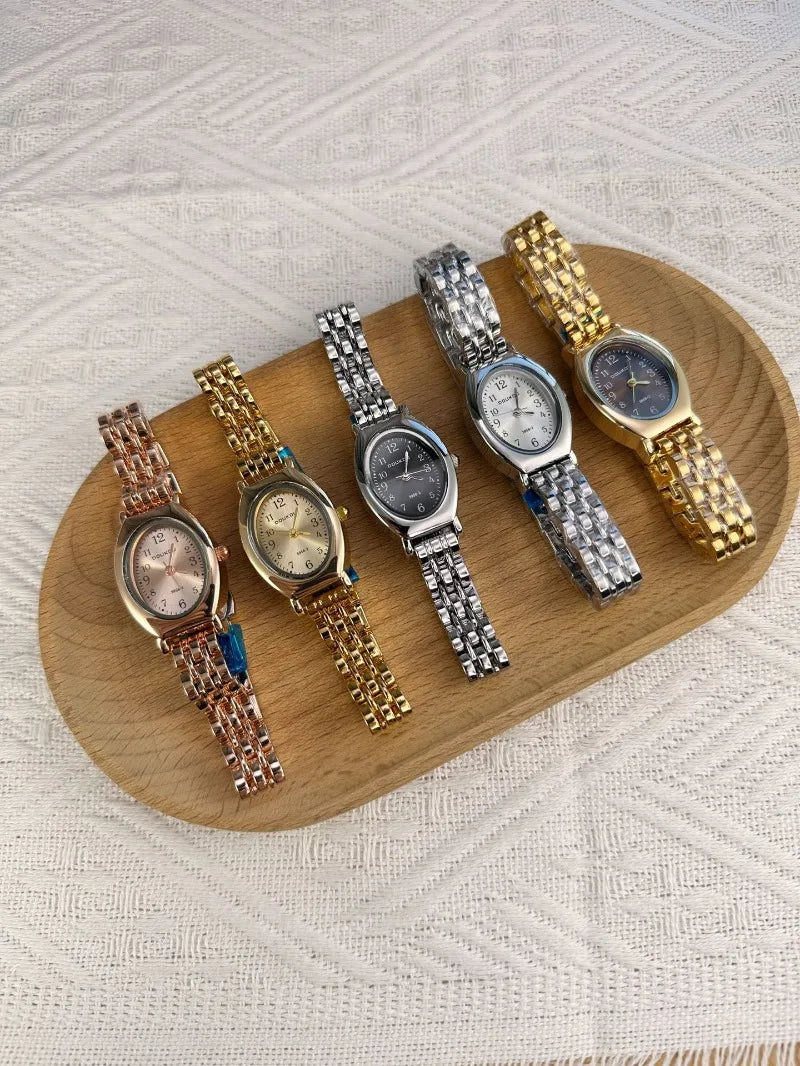 Brand Oval Watches for Women Ladies Gold Steel Strap Quartz Watch Simple and Fashionable Quartz Wristwatches Dropshipping
