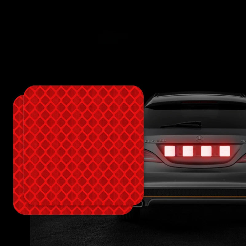 10pcs Car Bumper Reflective Stickers Reflective Warning Strip Tape Secure Reflector Stickers Decals Safety Warning 3*8CM