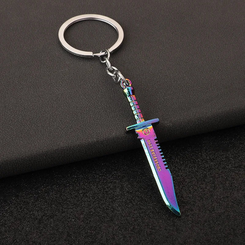 Metal Claw Knife Key Ring Gun Black Chain Color Tactical Dagger Key Chain Pendant Men's Car Ornaments Military Enthusiasts Gift