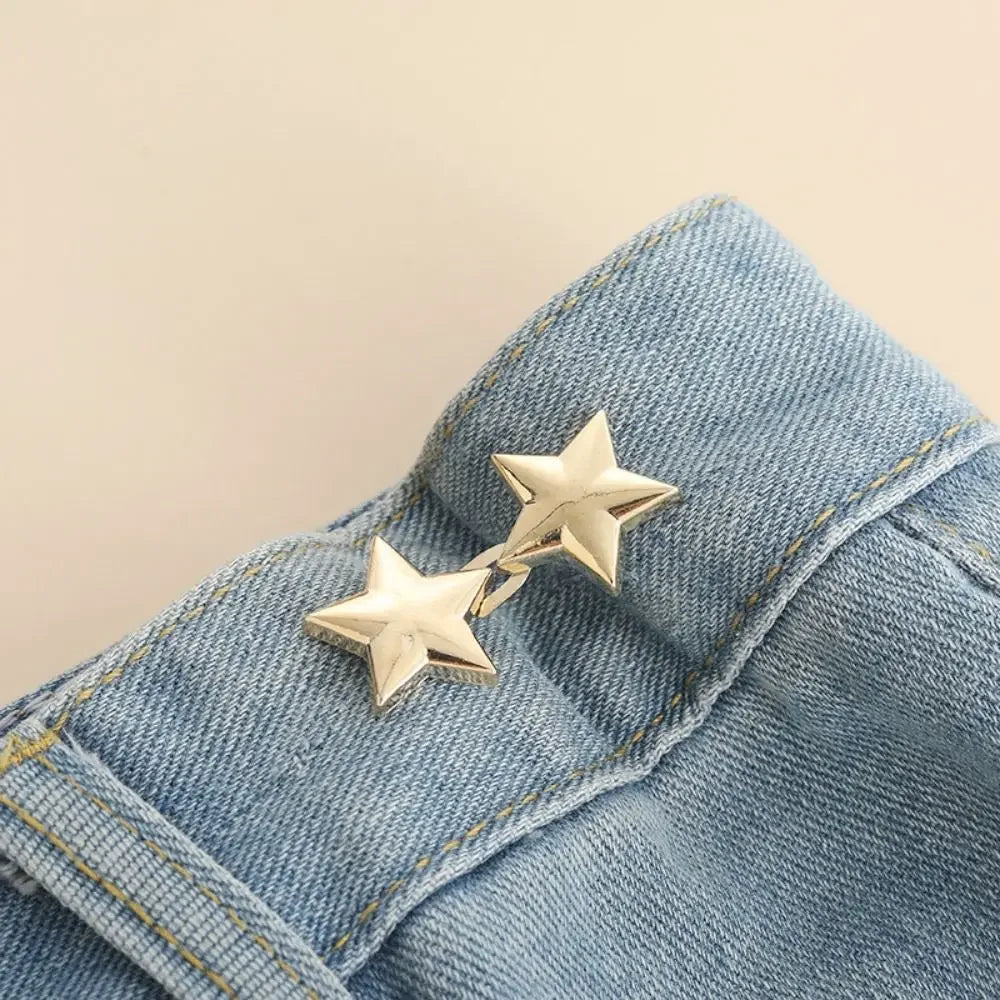 1Pcs Star Adjustable Pants Fastener Clips for Pants Pin Retractable Waist Button Loose Button for Jeans Perfect Fit Reduce Waist