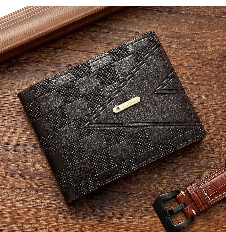Men's Wallet Short Anti-theft Brush Anti-degaussing Business Wallet Youth Cross Light Luxury Large Capacity Multi-card