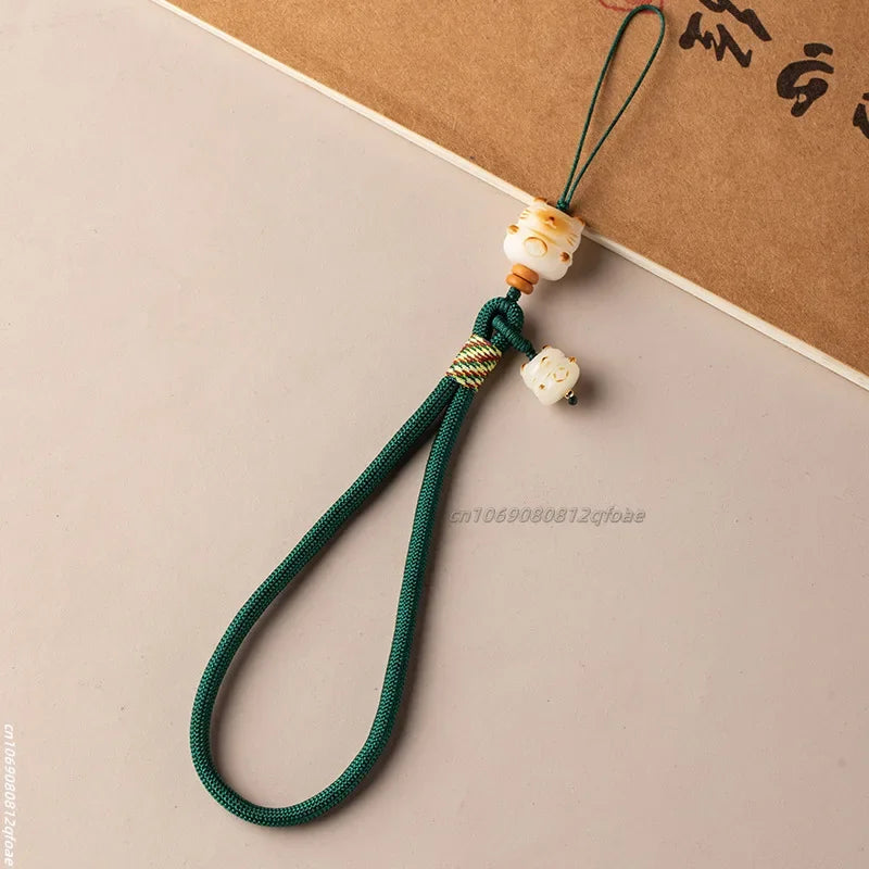 Cute Bodhi Lucky Cat Mobile Phone Wrist Hanging Chain Pendant Pendant Exquisite Anti-loss Drop-resistant Mobile Case Lanyard