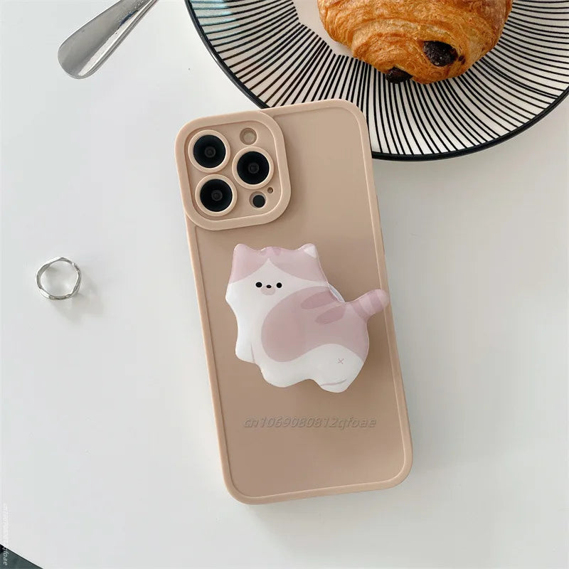 Korea Cute Cartoon Kitten Grip Acrylic Mobile Phone Holder Socket Stand Ring Cell Phone Support Bracket Smartphone Accessories
