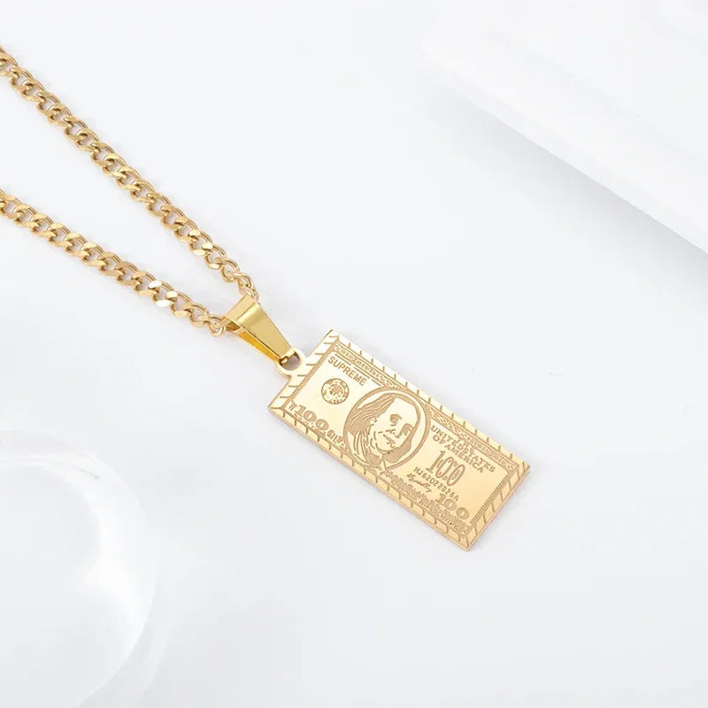 Classic Fashion Necklace Men and Women Hip Hop Punk Letter Micro Inlaid Sliding Pendant Long Necklace