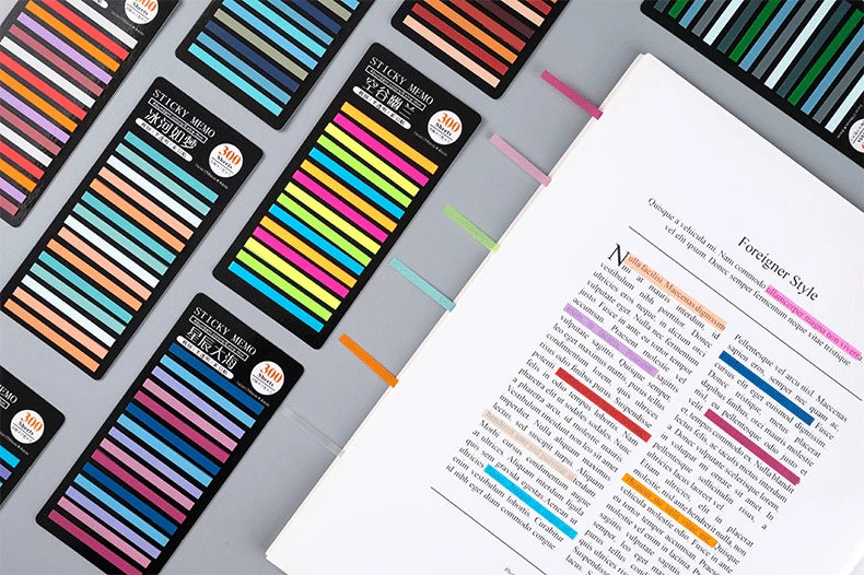 300 Sheets Colorful Practical Index Sticky Notes Thin Tags Memo Bookmark Stickers Label Office Students Book Reading Marking
