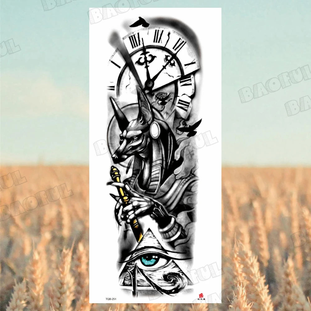 Arm Sleeve Temporary Tattoos For Women Men Realistic Wolf Lion Rosette War Maori Flower Fake Tattoo Stickers Sexy Thigh Tatoos