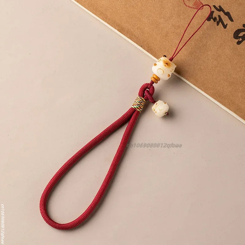 Cute Bodhi Lucky Cat Mobile Phone Wrist Hanging Chain Pendant Pendant Exquisite Anti-loss Drop-resistant Mobile Case Lanyard