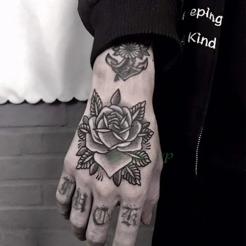 Waterproof Temporary Tattoo Sticker Rose Flower Fake Tatto Personality Flash Tatoo Hand Arm Foot Back Tato for Girl Women Men